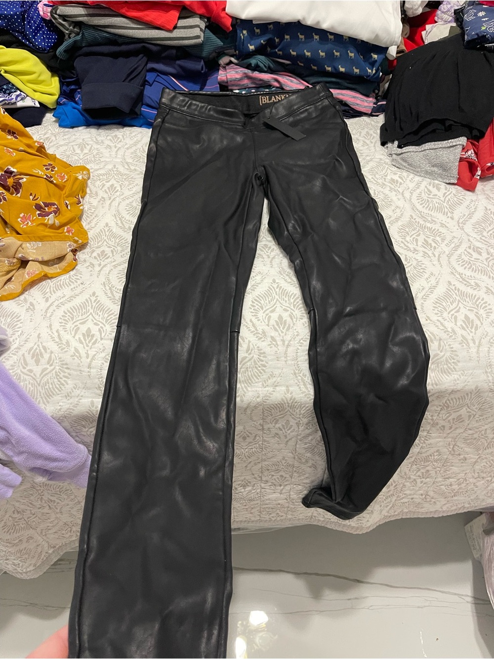 Blank NYC Black Faux Leather Wide-Leg Jeans
